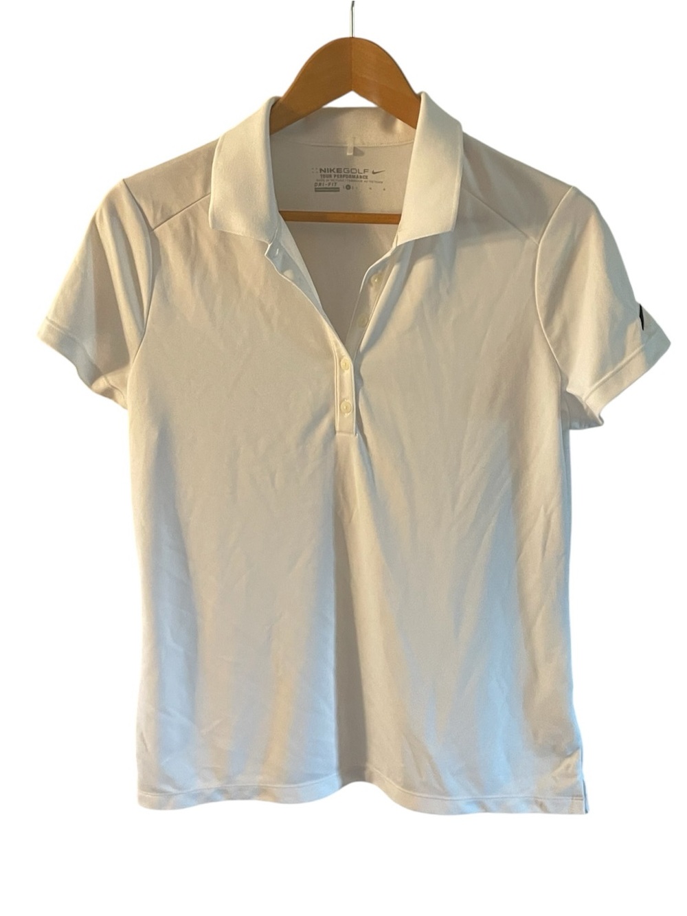 G6- Nike Golf Polo White Short-Sleeve Polo Top Tour Performance Dri Fit